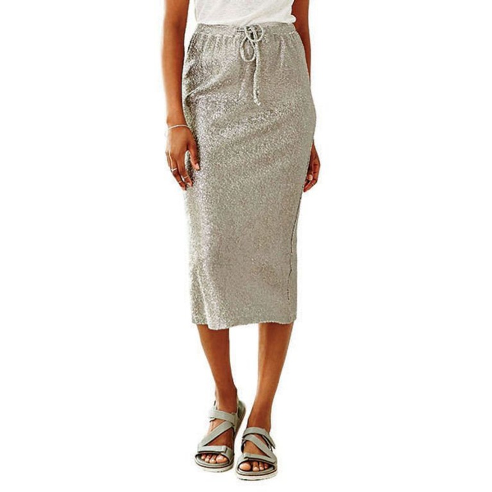NWOT Anthropologie Martel crinkle foil knit skirt Size Z271